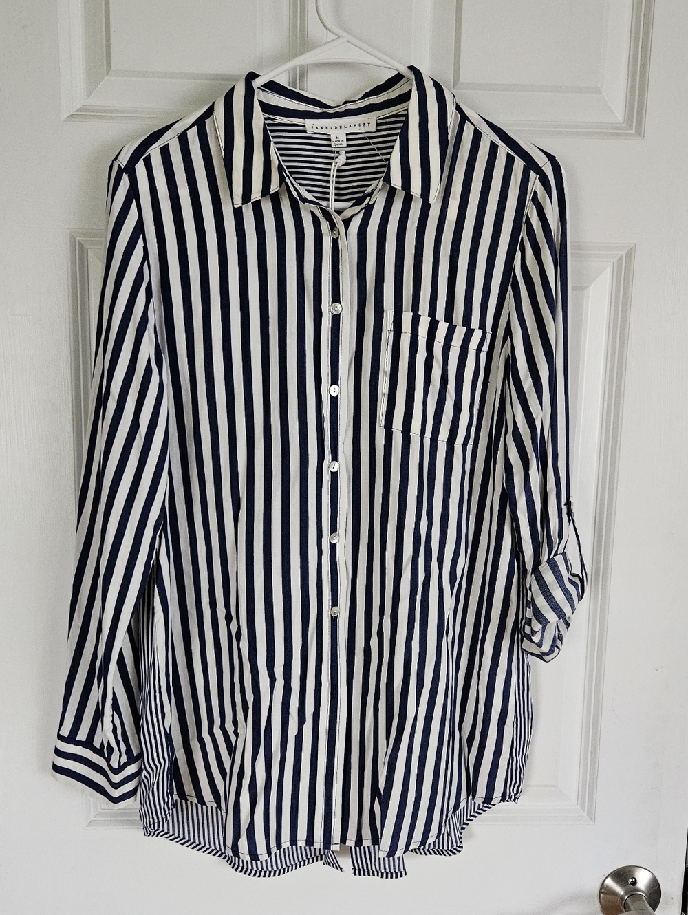 Blue & White Striped Button-Up Shirt